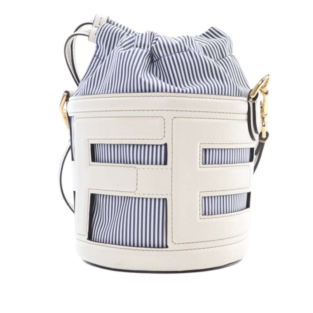 Fendi Mini Leather and Canvas Logo Step Out Bag White Leather Very good condition - Model View