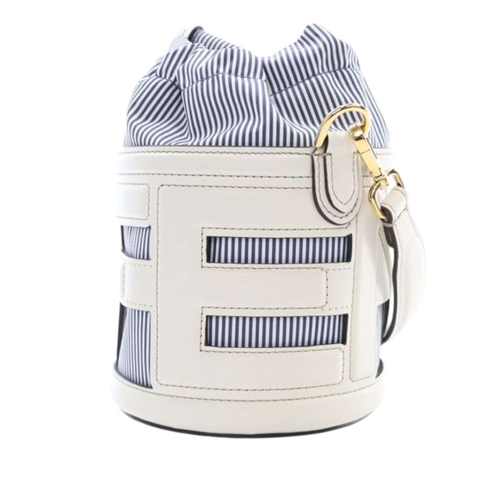 Fendi Mini Leather and Canvas Logo Step Out Bag White Leather Very good condition - Box View