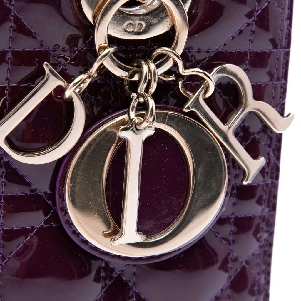 Dior Medium Patent Cannage Lady Dior Purple Leather Very good condition - Box View