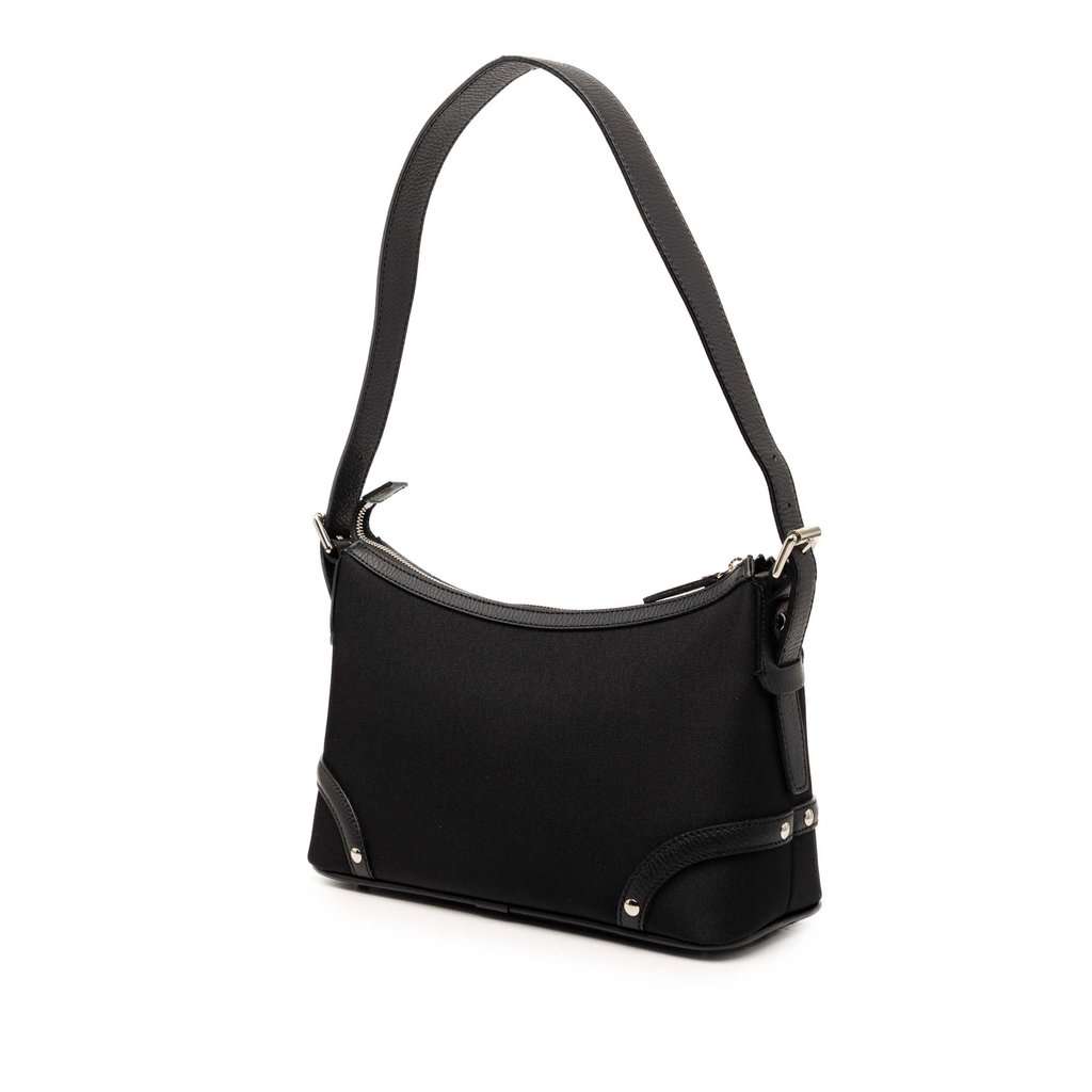 Burberry Nova Check Trimmed Canvas Shoulder Bag Black Very good condition - Back View