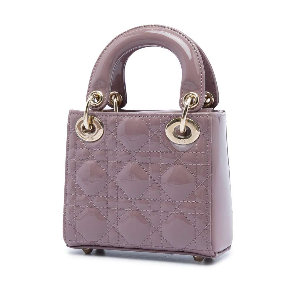 Dior Micro Patent Cannage Lady Dior Pink Leather Very good - Back View