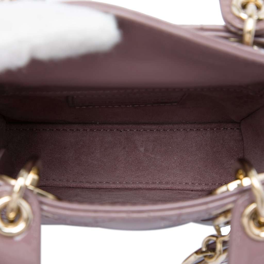 Dior Micro Patent Cannage Lady Dior Pink Leather Very good - Model View
