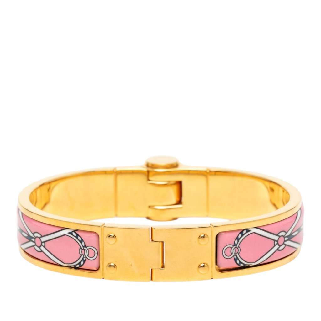 Hermès Narrow Charniere Uni Enamel Bracelet Pink Very good - Inside View