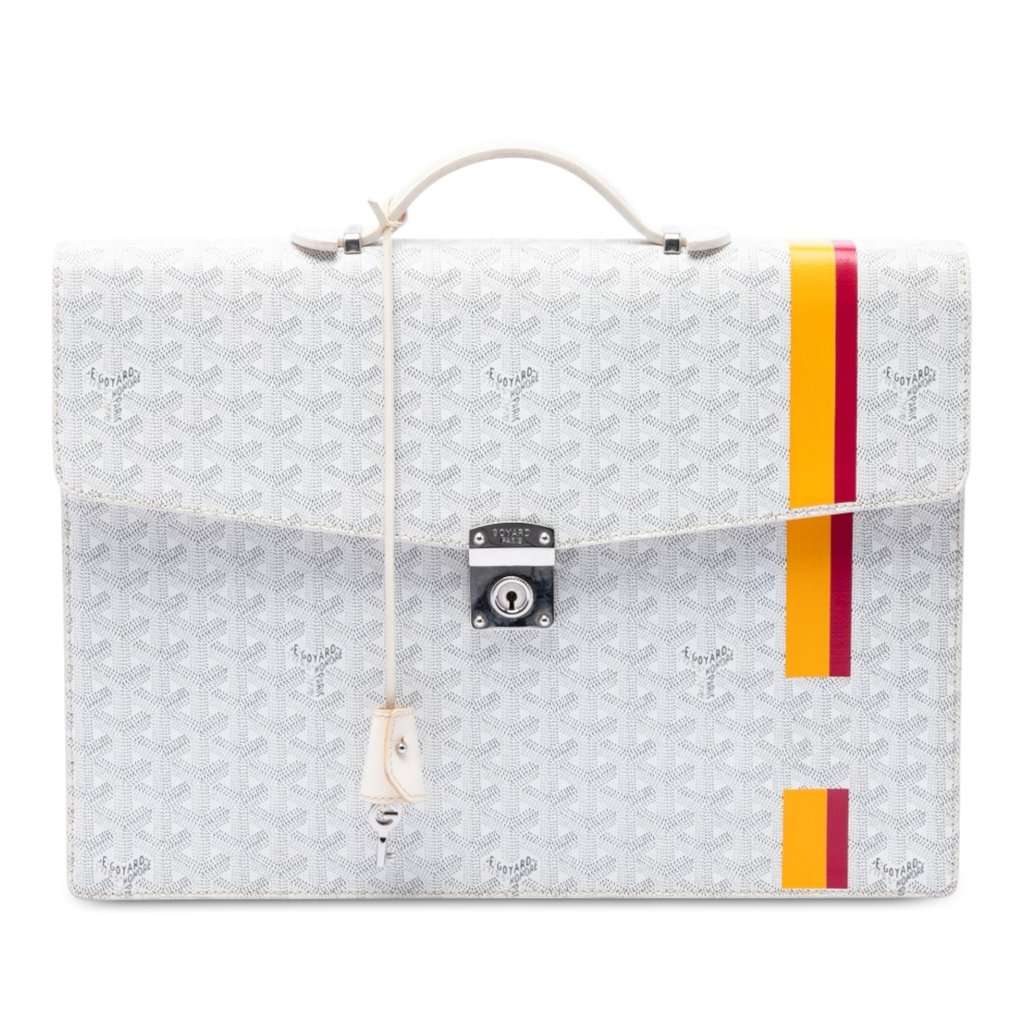 Goyard Goyardine Stripe Serviette Chypre White Very good - Front View