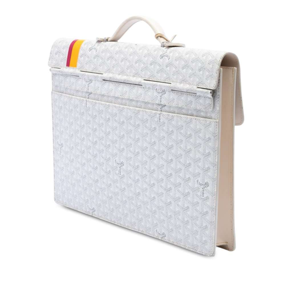 Goyard Goyardine Stripe Serviette Chypre White Very good - Back View
