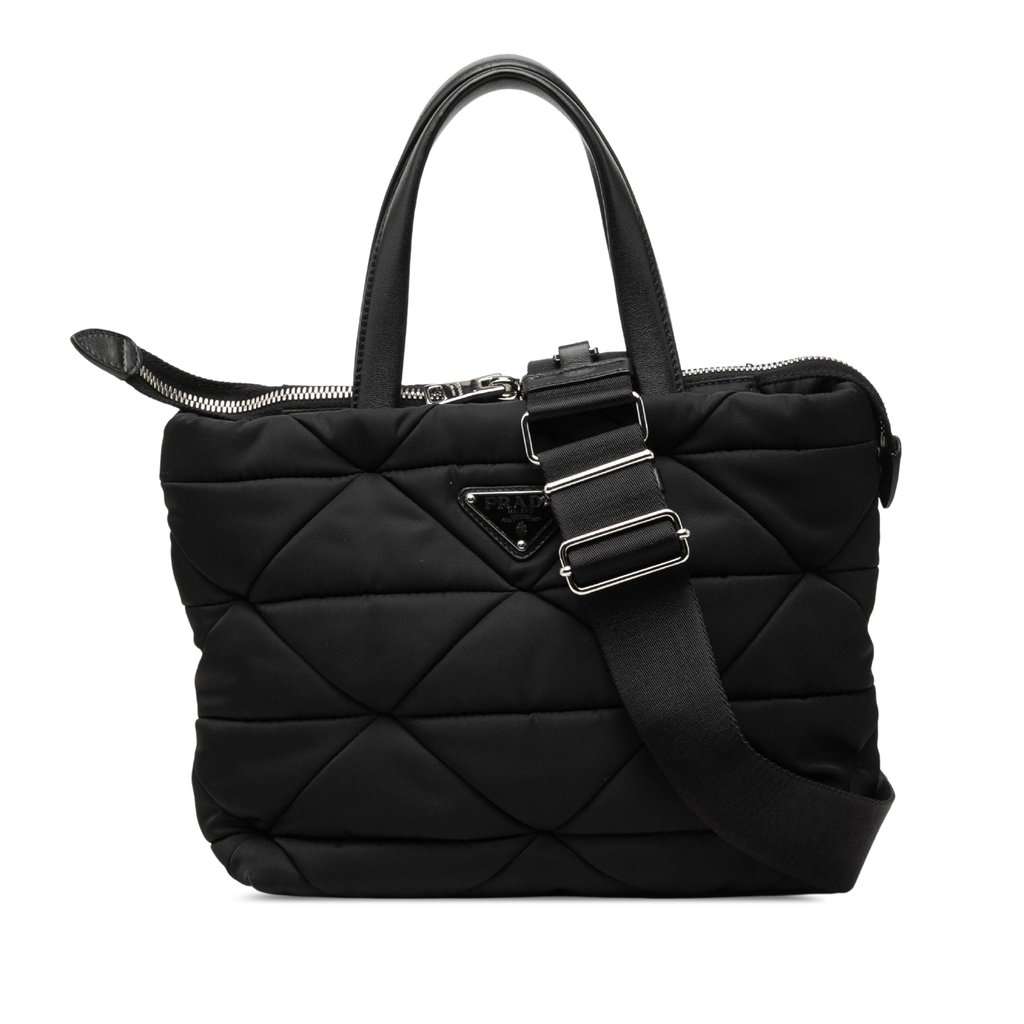 Prada Small Padded Re Nylon Tote Black Very good - Front View