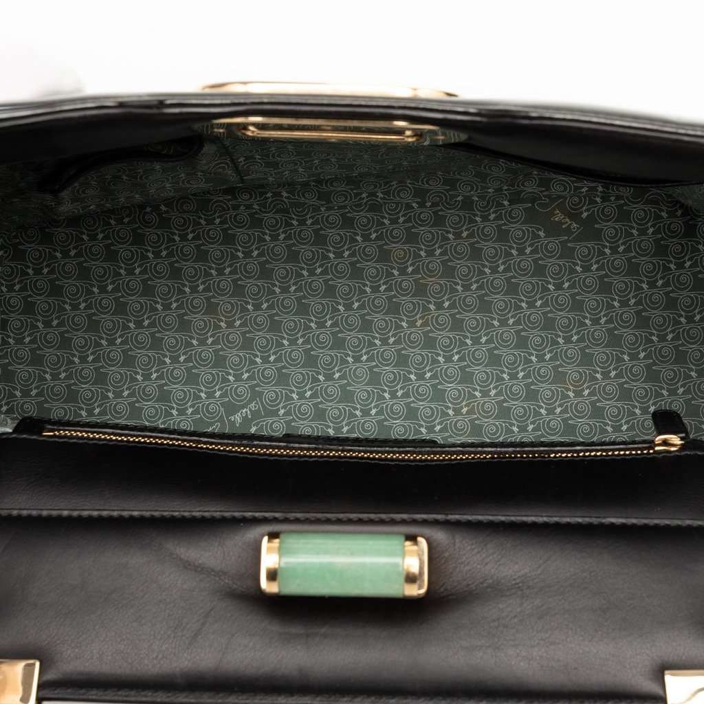 Bvlgari Isabella Rossellini Wrinkled Patent Top Handle Bag Black Leather Very good condition - Model View