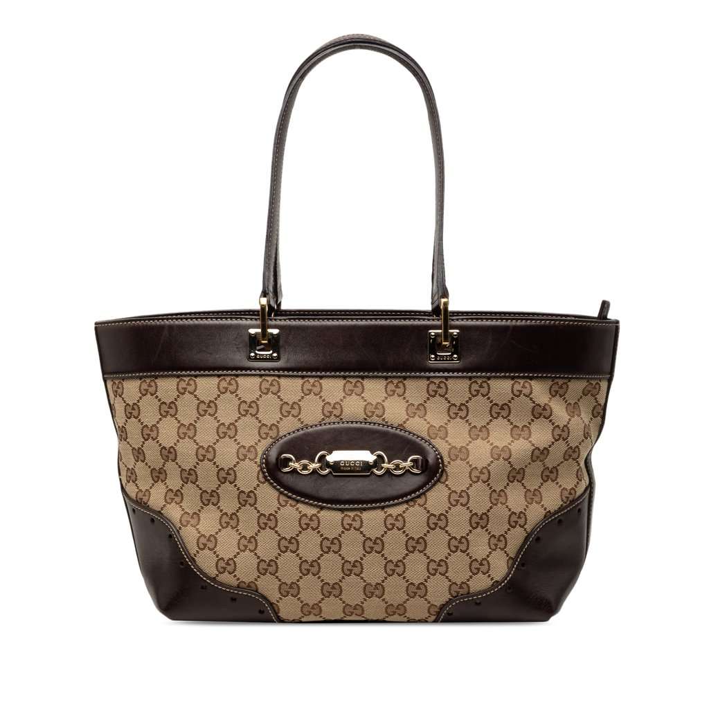 Gucci GG Canvas Punch Tote Beige Very good - Front View