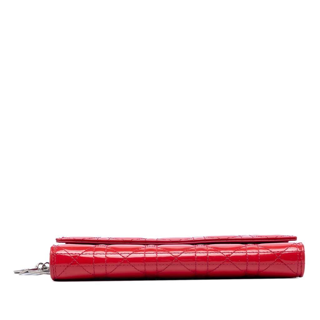 Dior Patent Cannage Lady Dior Wallet On Chain Pink Leather Very good condition - Inside View