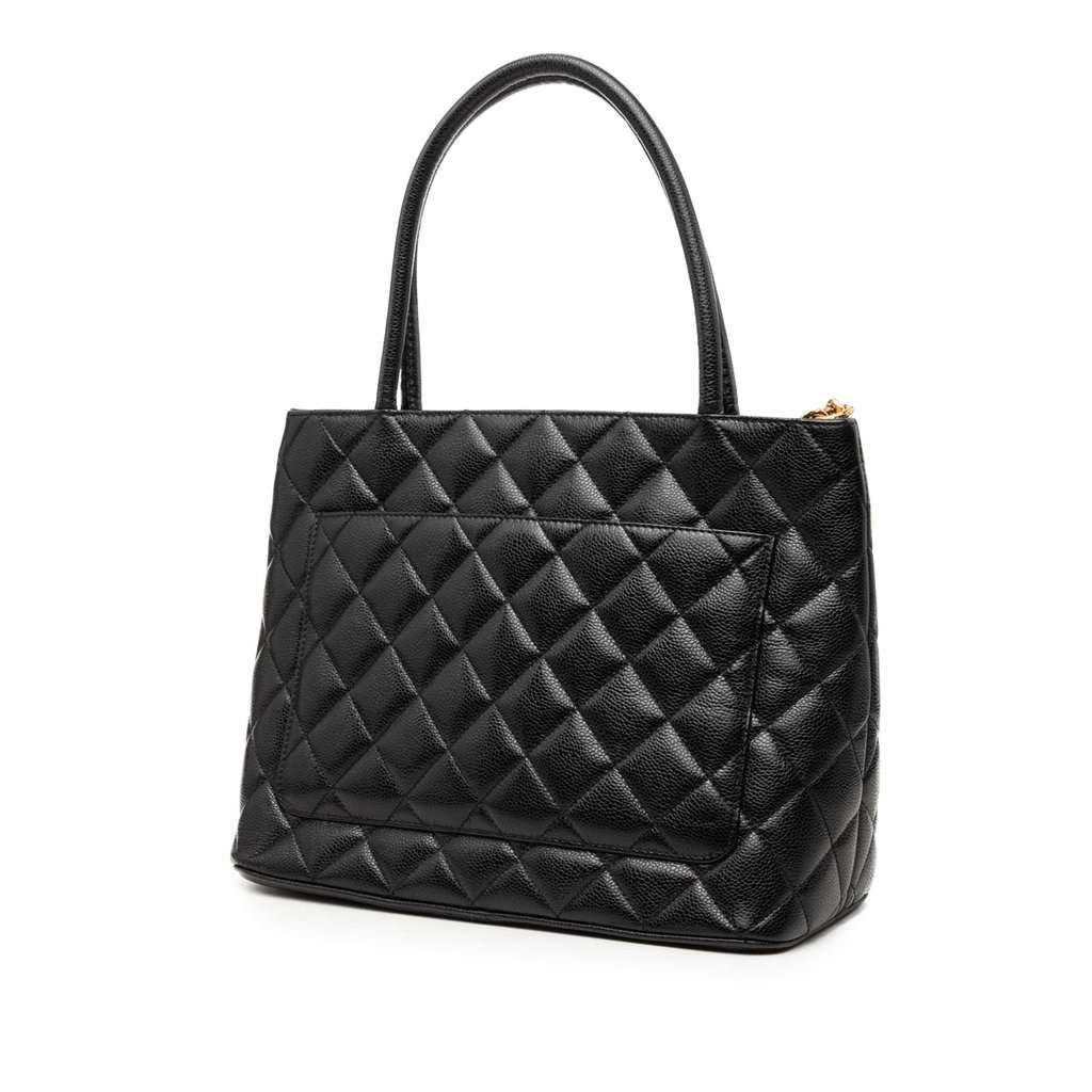 Chanel Caviar Medallion Tote Black Leather Very good - Back View