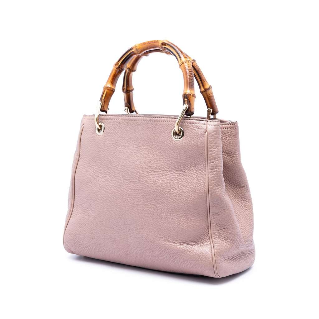 Gucci Small Calfskin Bamboo Shopper Satchel Pink Leather Very good condition - Back View