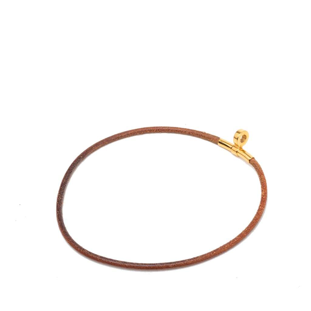 Hermès Leather and Gold Plated Kite Choker Necklace Brown Leather Very good condition - Front View