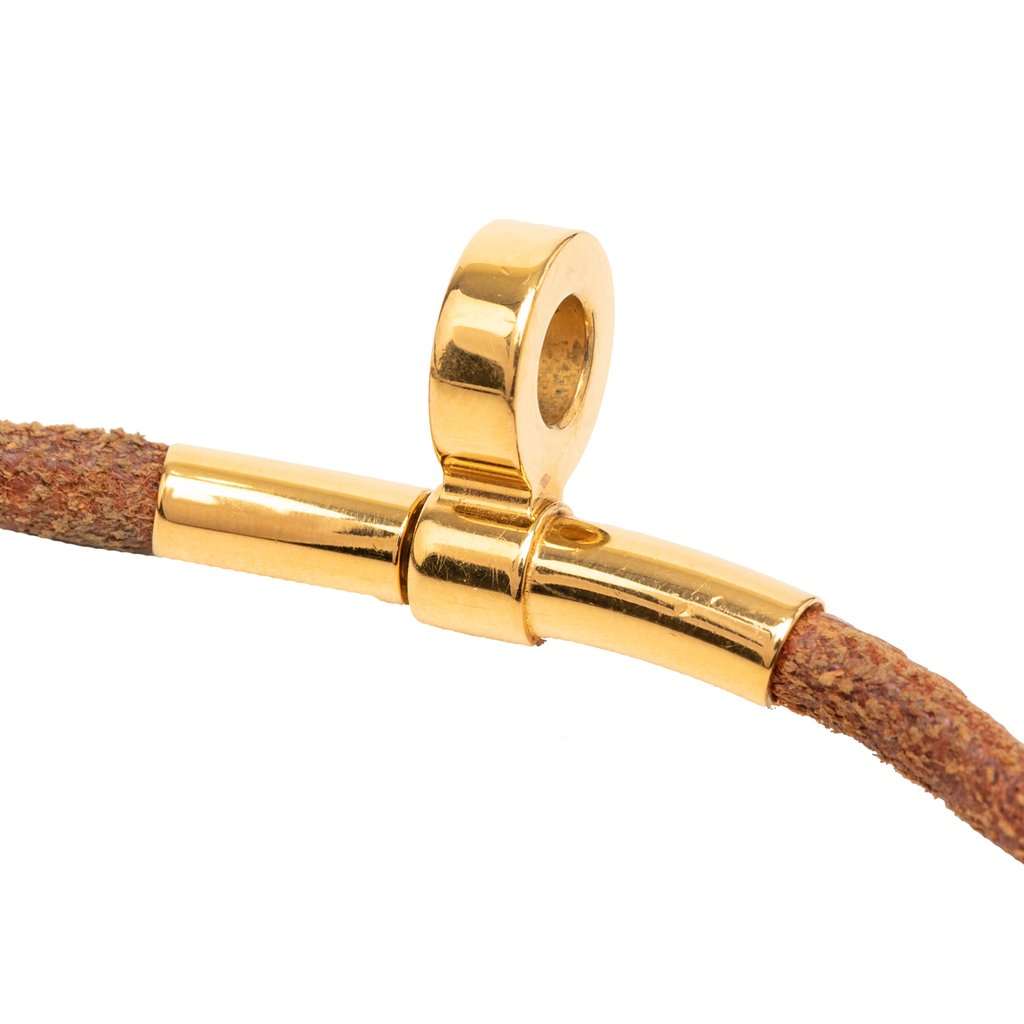 Hermès Leather and Gold Plated Kite Choker Necklace Brown Leather Very good condition - Inside View