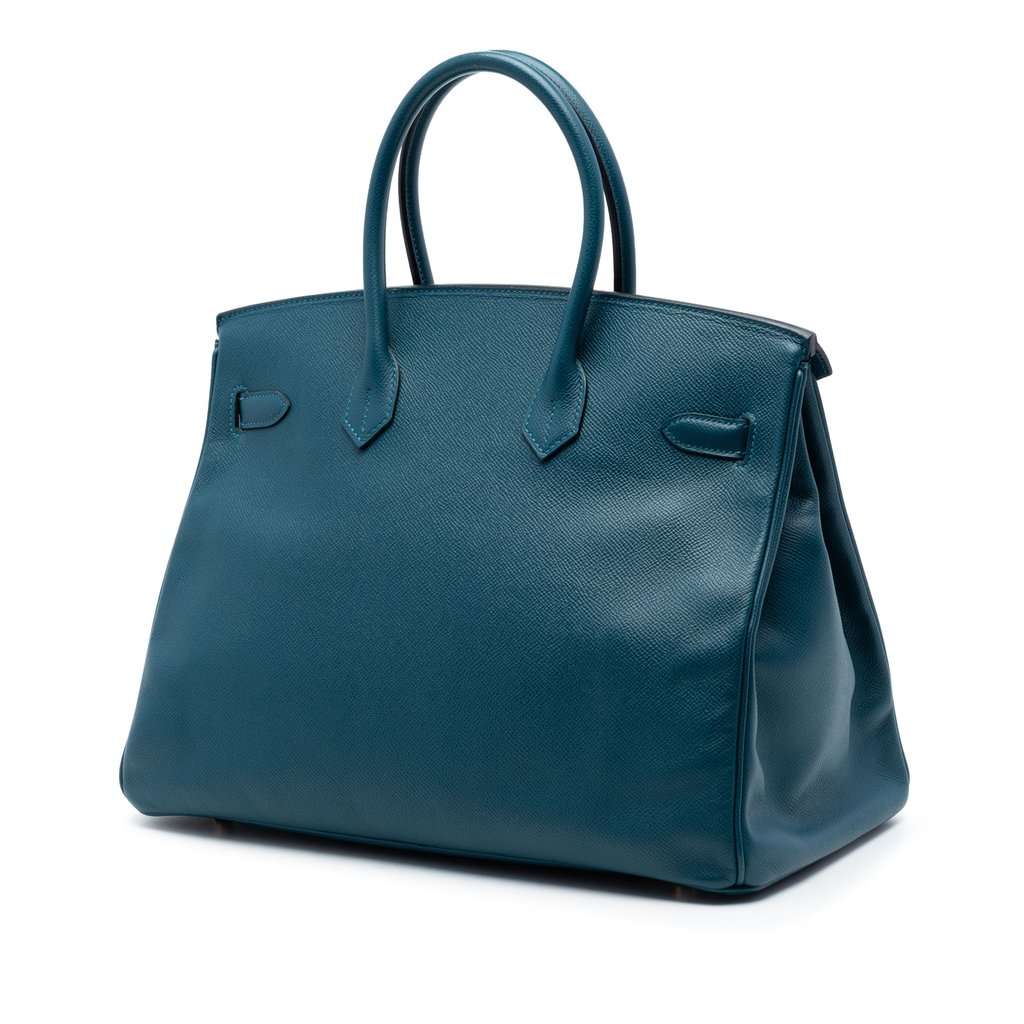 Hermès Togo Birkin Retourne 35 Blue Leather Very good condition - Back View