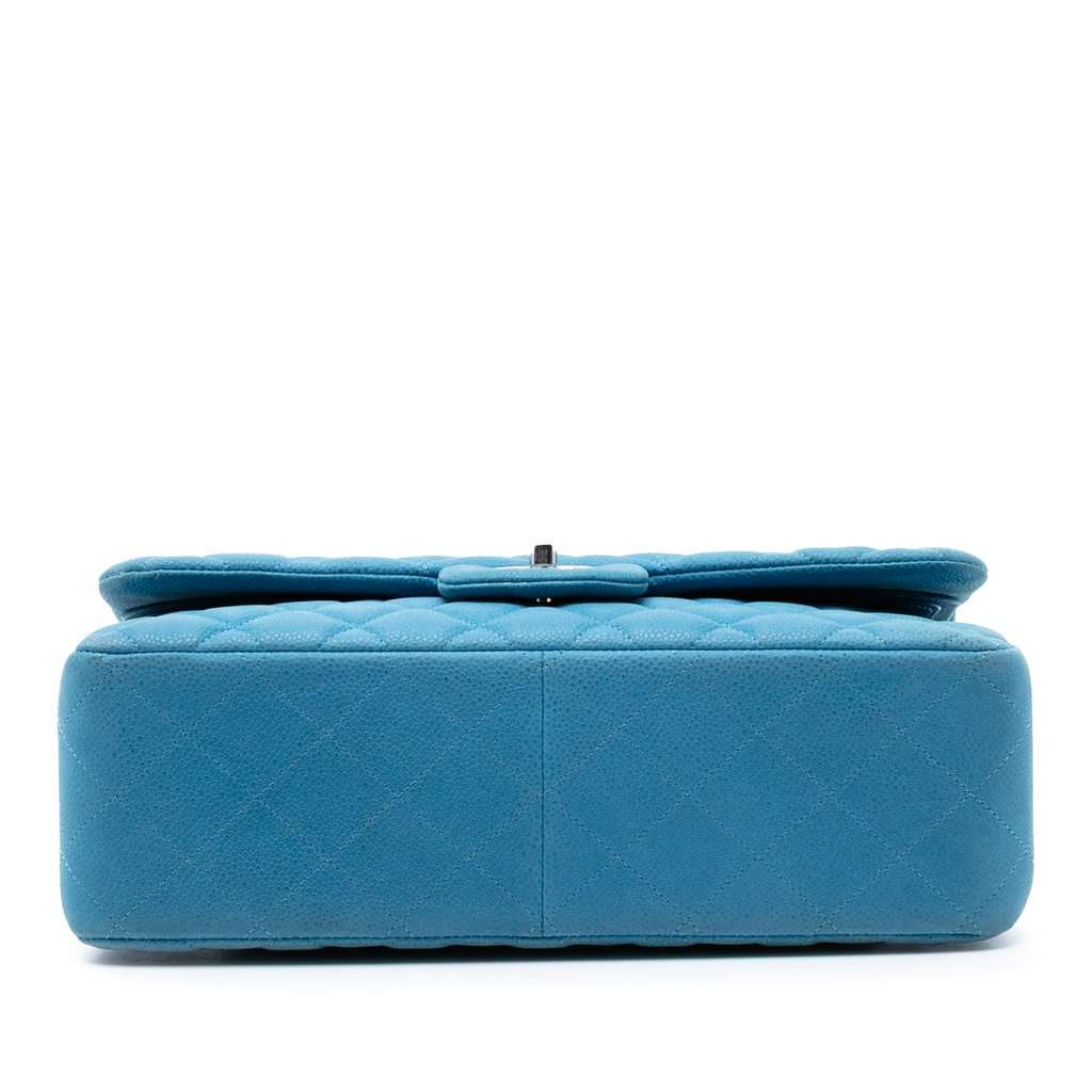 Chanel Jumbo Classic Caviar Double Flap Blue Leather Very good condition - Inside View