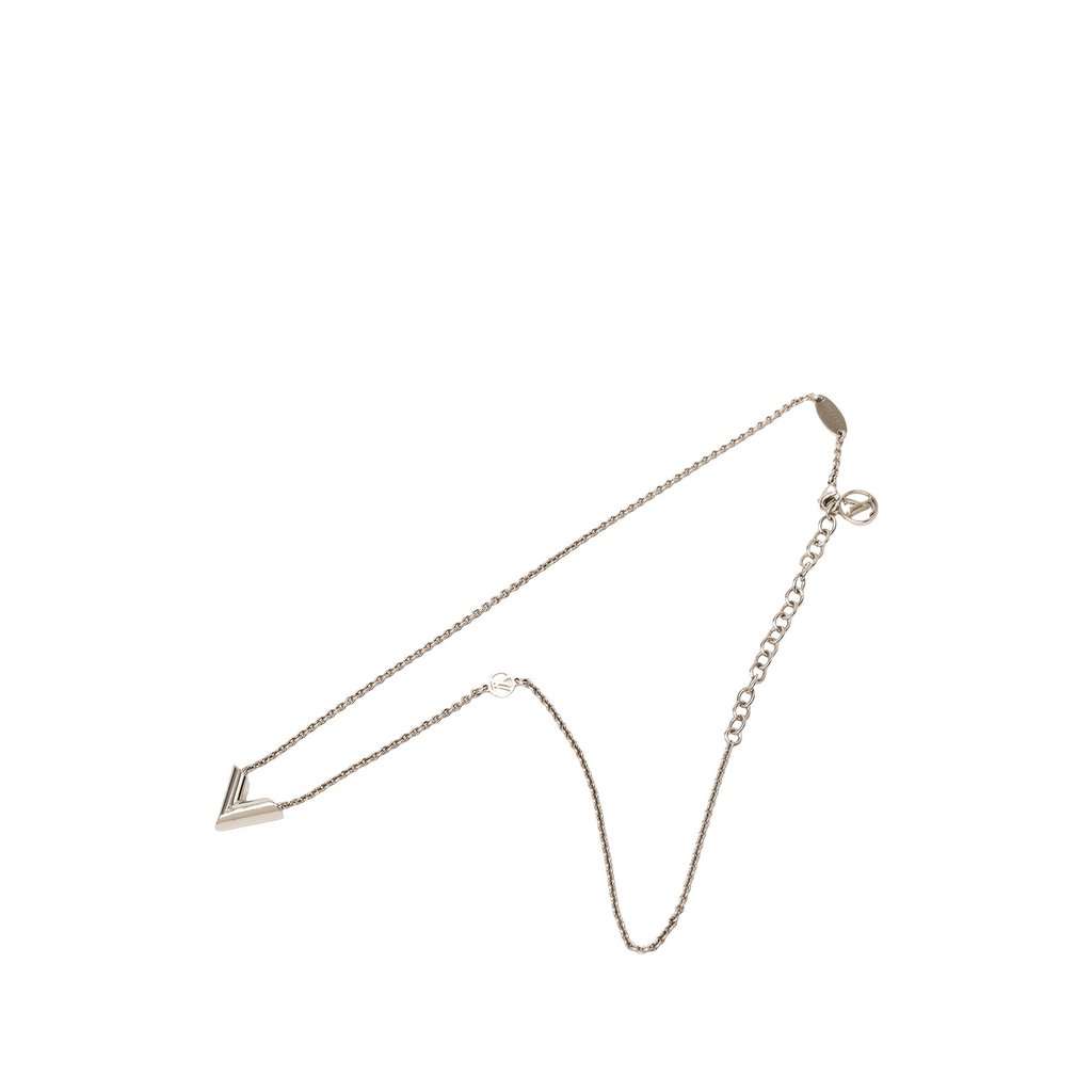 Louis Vuitton Brass Essential V Supple Necklace Silver Metal Very good - Front View