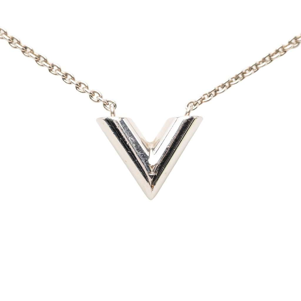 Louis Vuitton Brass Essential V Supple Necklace Silver Metal Very good - Back View