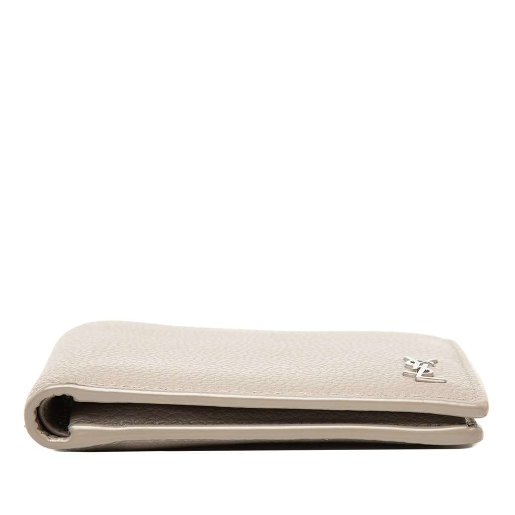Saint Laurent Grained Leather Tiny Cassandre Bifold Wallet Beige Leather Very good - Inside View