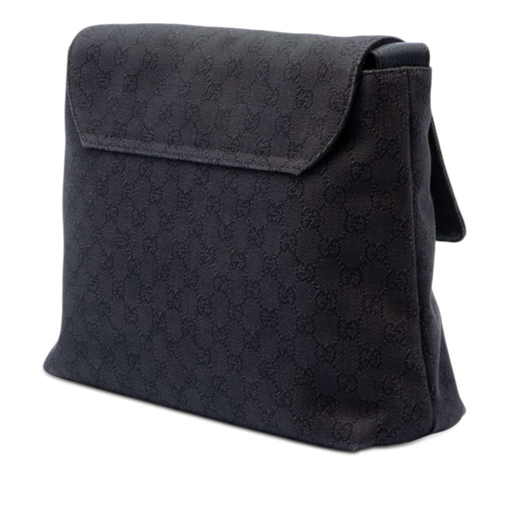 Gucci GG Denim Messenger Bag Black Very good condition - Back View