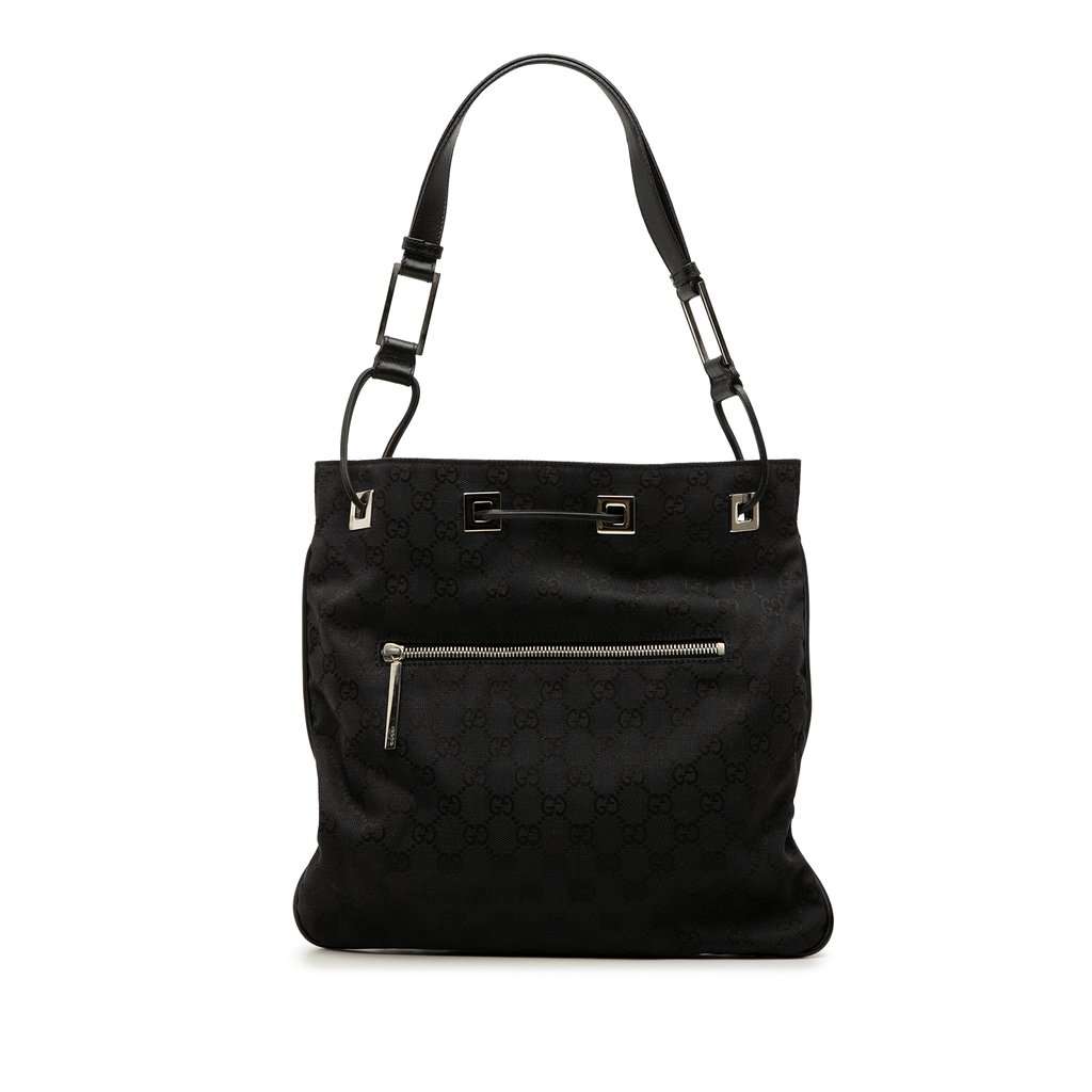 Gucci GG Canvas Shoulder Bag Black Very good condition - Front View
