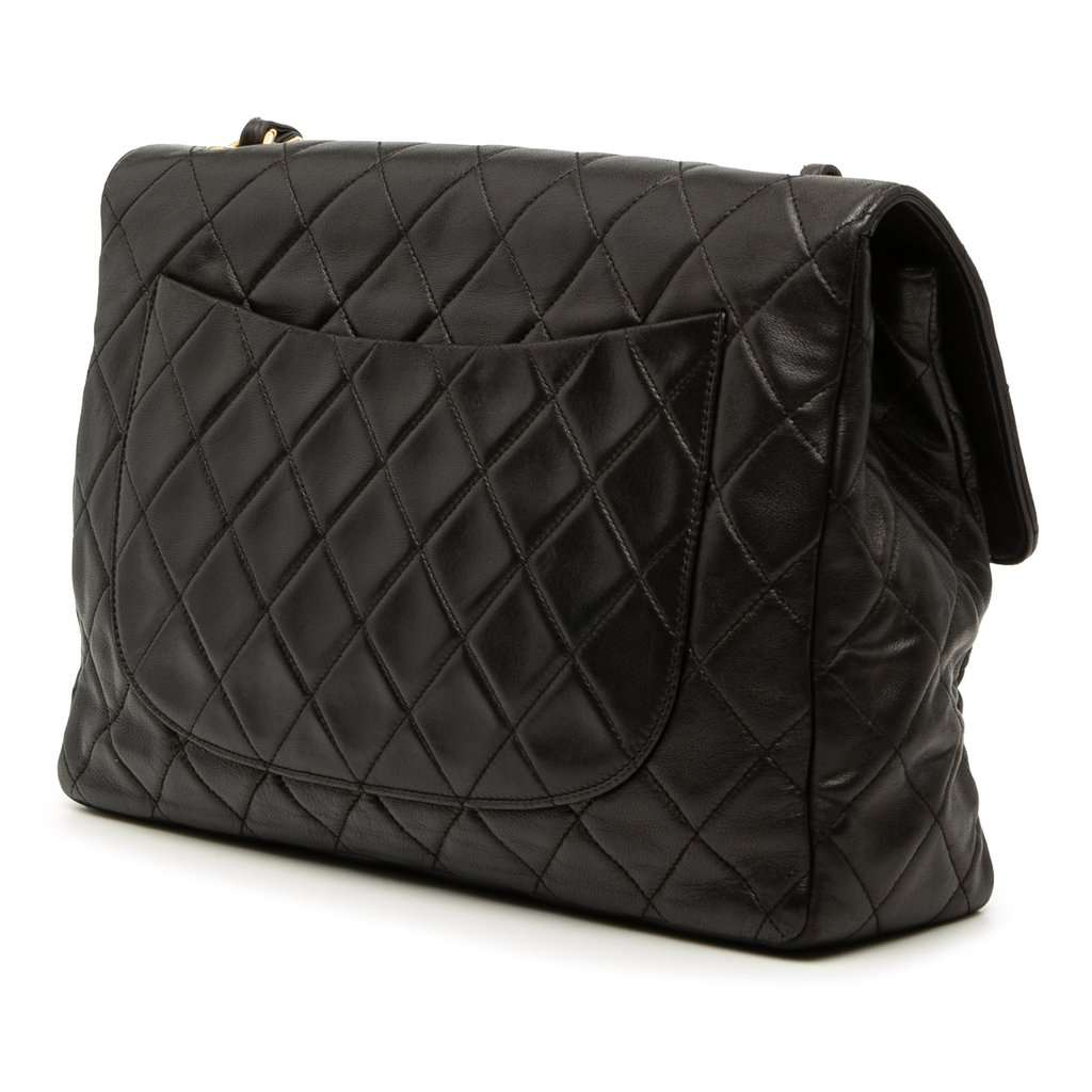 Chanel Jumbo XL Classic Lambskin Single Flap Black Leather Good condition - Back View