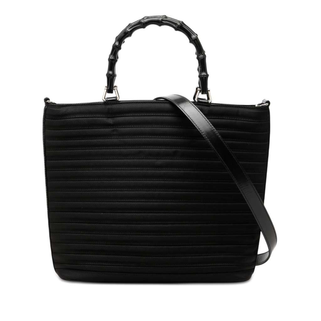 Gucci Nylon Bamboo Satchel Black Very good condition - Front View