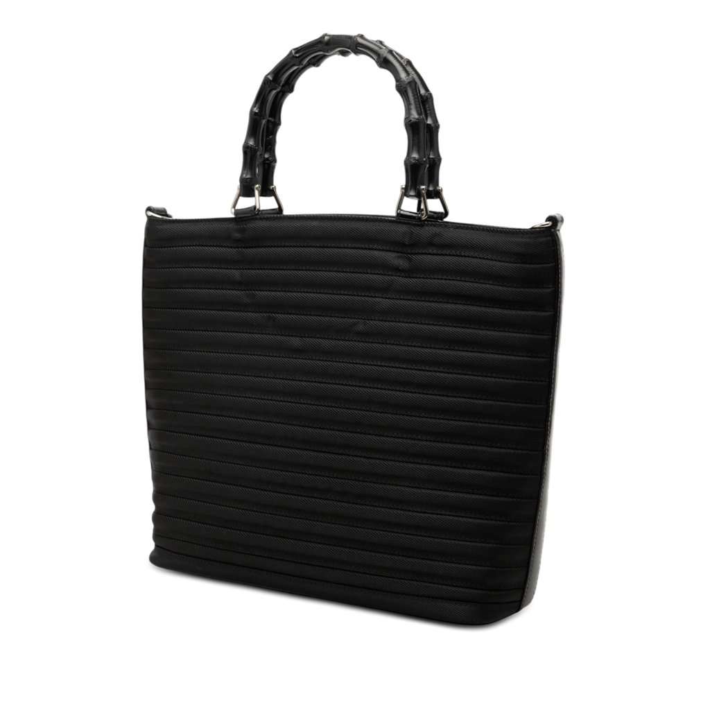 Gucci Nylon Bamboo Satchel Black Very good condition - Back View