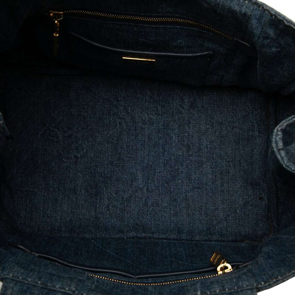 Prada Denim Canapa Logo Satchel Blue Very good condition - Model View