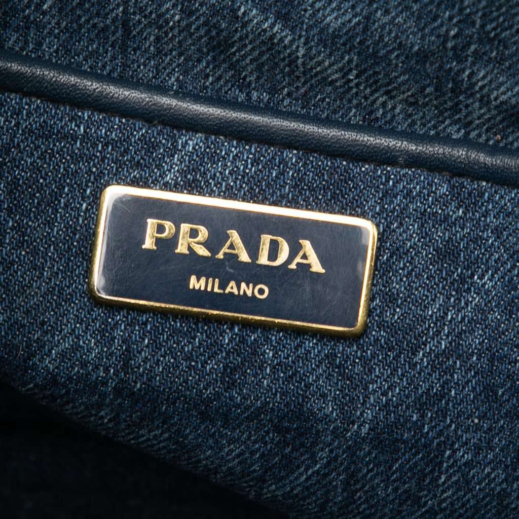 Prada Denim Canapa Logo Satchel Blue Very good condition - Box View
