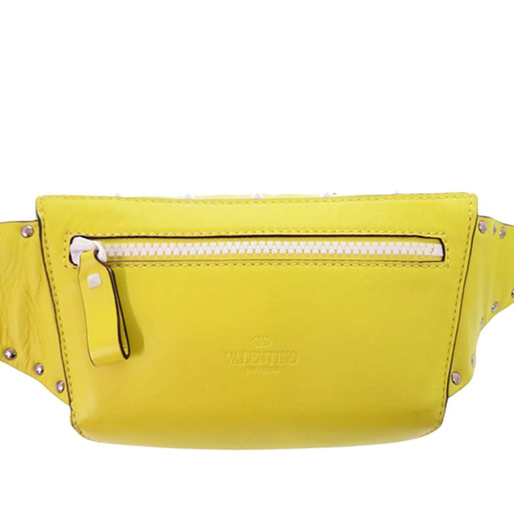 Valentino Nappa Rockstud Spike Belt Bag Yellow Leather Very good condition - Inside View