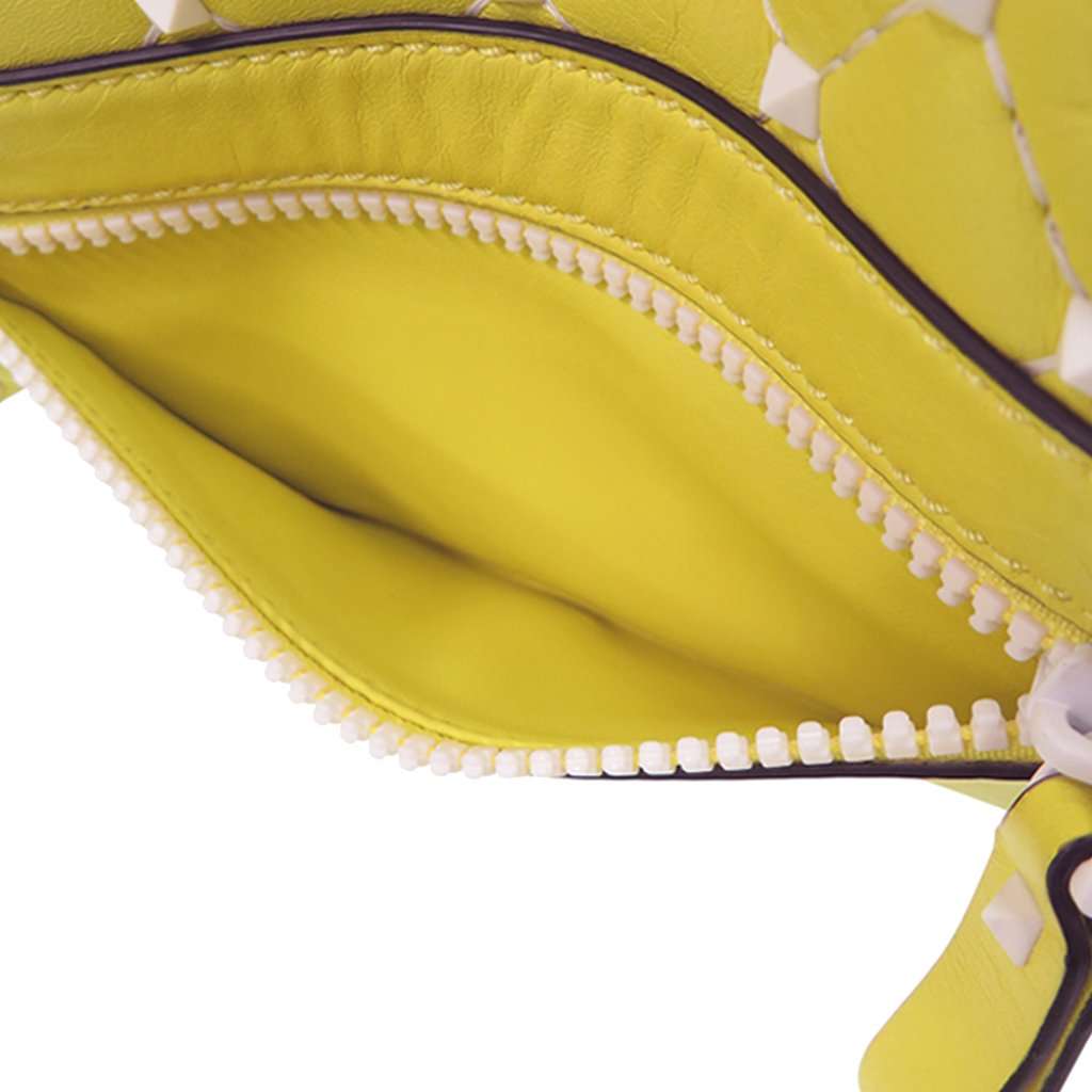 Valentino Nappa Rockstud Spike Belt Bag Yellow Leather Very good condition - Box View