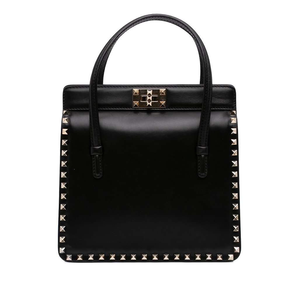 Valentino Leather Rockstud Handbag Black Leather Very good - Front View