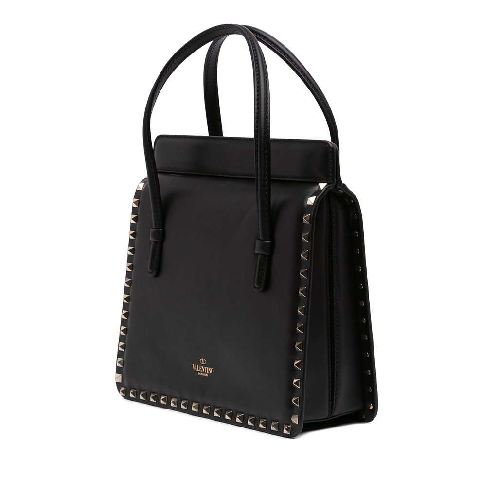 Valentino Leather Rockstud Handbag Black Leather Very good - Back View