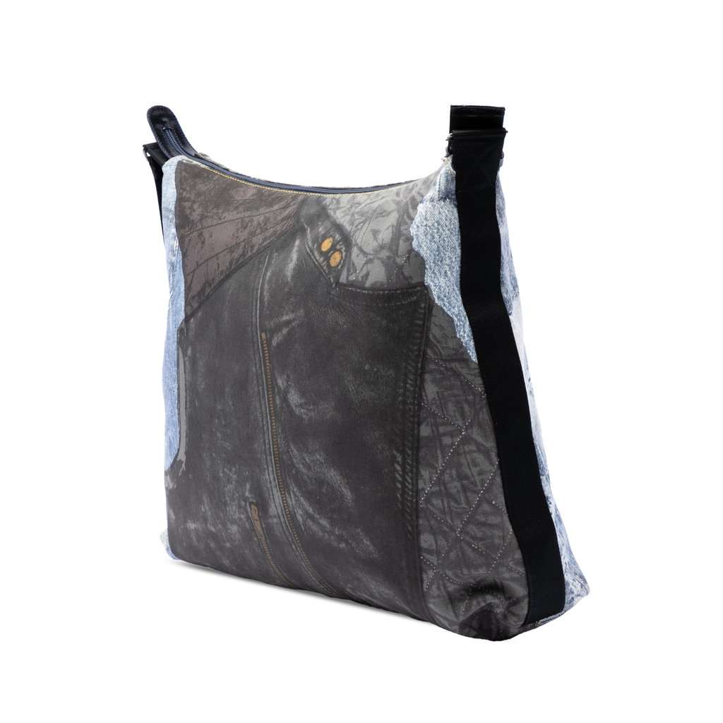 Dior Large Canvas Printed Denim Miss Diorella Messenger Bag Blue Very good - Back View