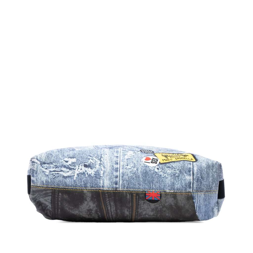 Dior Large Canvas Printed Denim Miss Diorella Messenger Bag Blue Very good - Inside View
