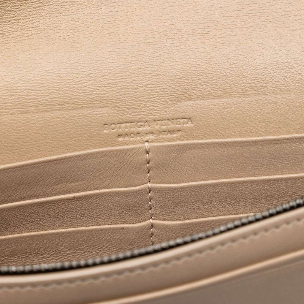 Bottega Veneta Nappa Intrecciato Wallet On Chain Brown Leather Very good condition - Box View