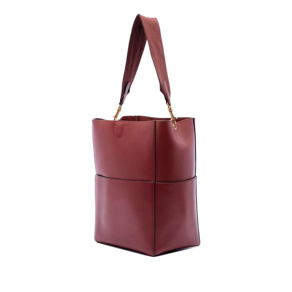 Celine Medium Leather Seau Sangle Bucket Bag Red Leather Very good condition - Back View