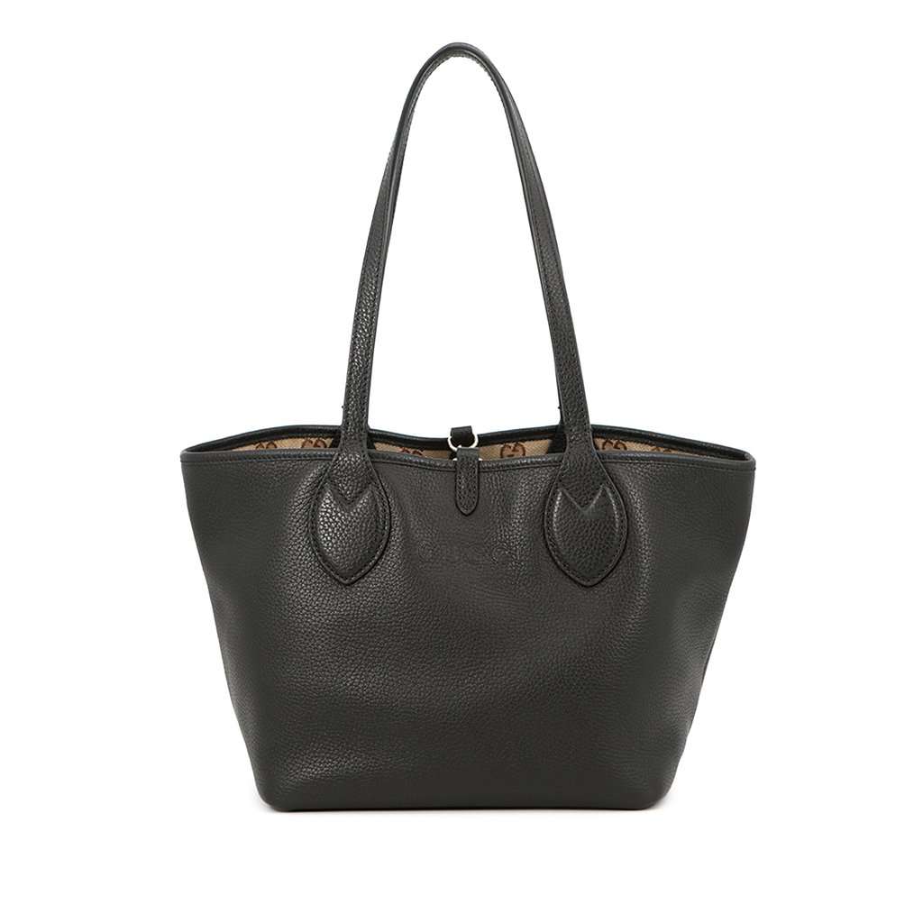 Gucci Small Grained Calfskin Totissima Reversible Tote Black Leather Very good condition - Front View