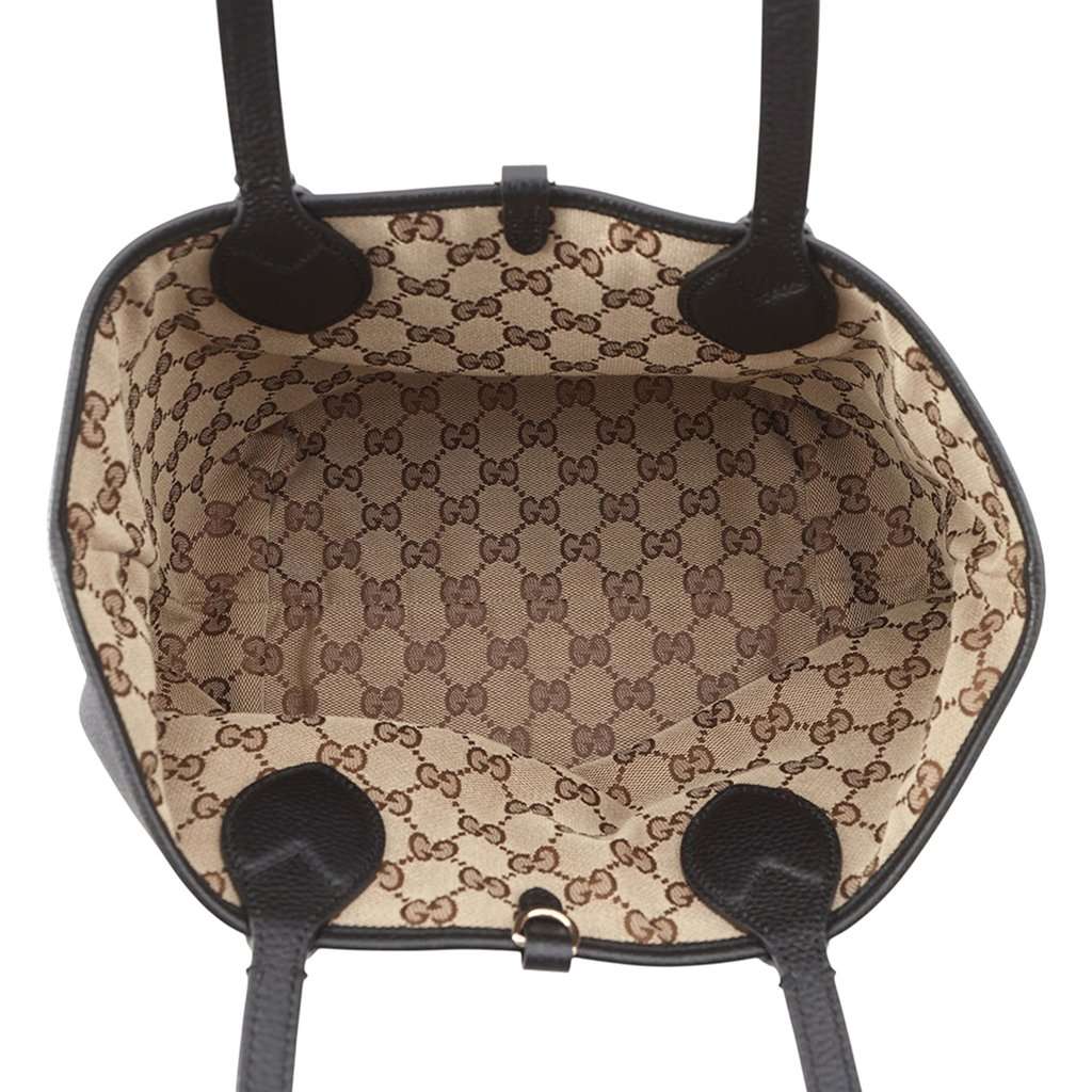 Gucci Small Grained Calfskin Totissima Reversible Tote Black Leather Very good condition - Model View