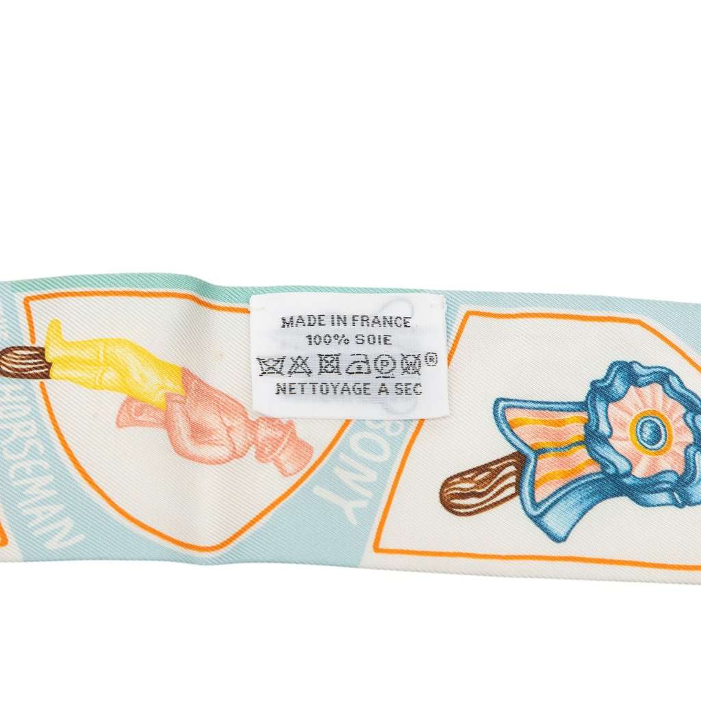Hermès Funny Ice Cream Silk Twilly Scarf Blue Very good - Inside View
