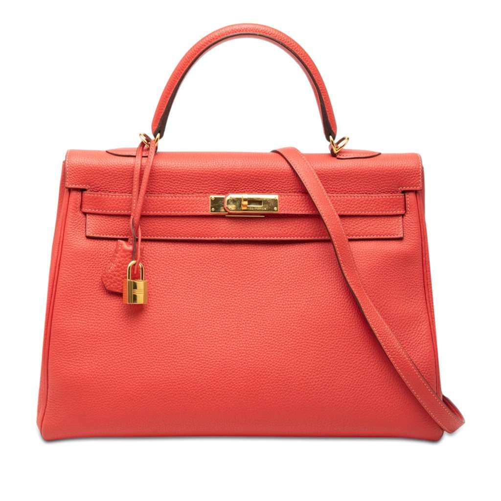 Hermès Clemence Kelly II Retourne 35 Orange Leather Very good condition - Front View