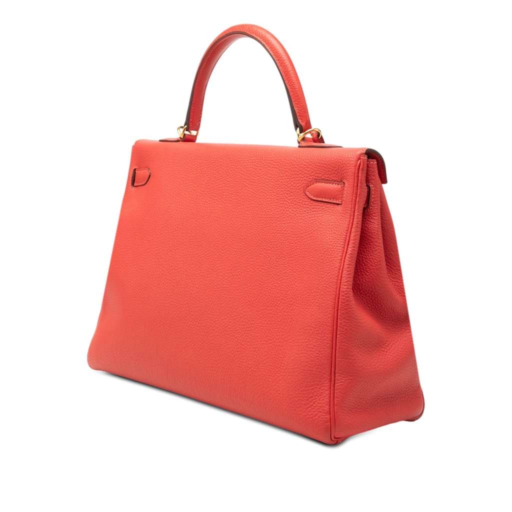 Hermès Clemence Kelly II Retourne 35 Orange Leather Very good condition - Back View