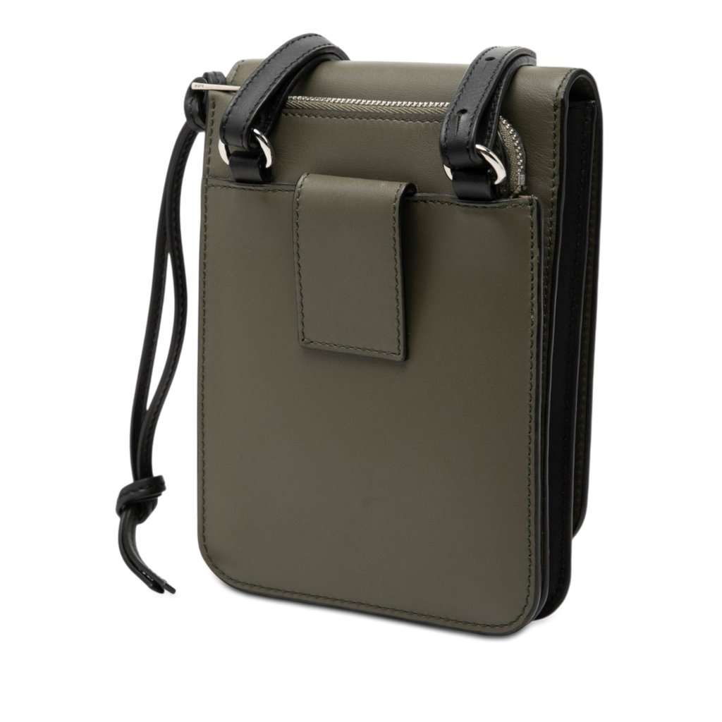 LOEWE Bicolor Leather Anagram Gusset Flat Crossbody Green Leather Very good - Back View