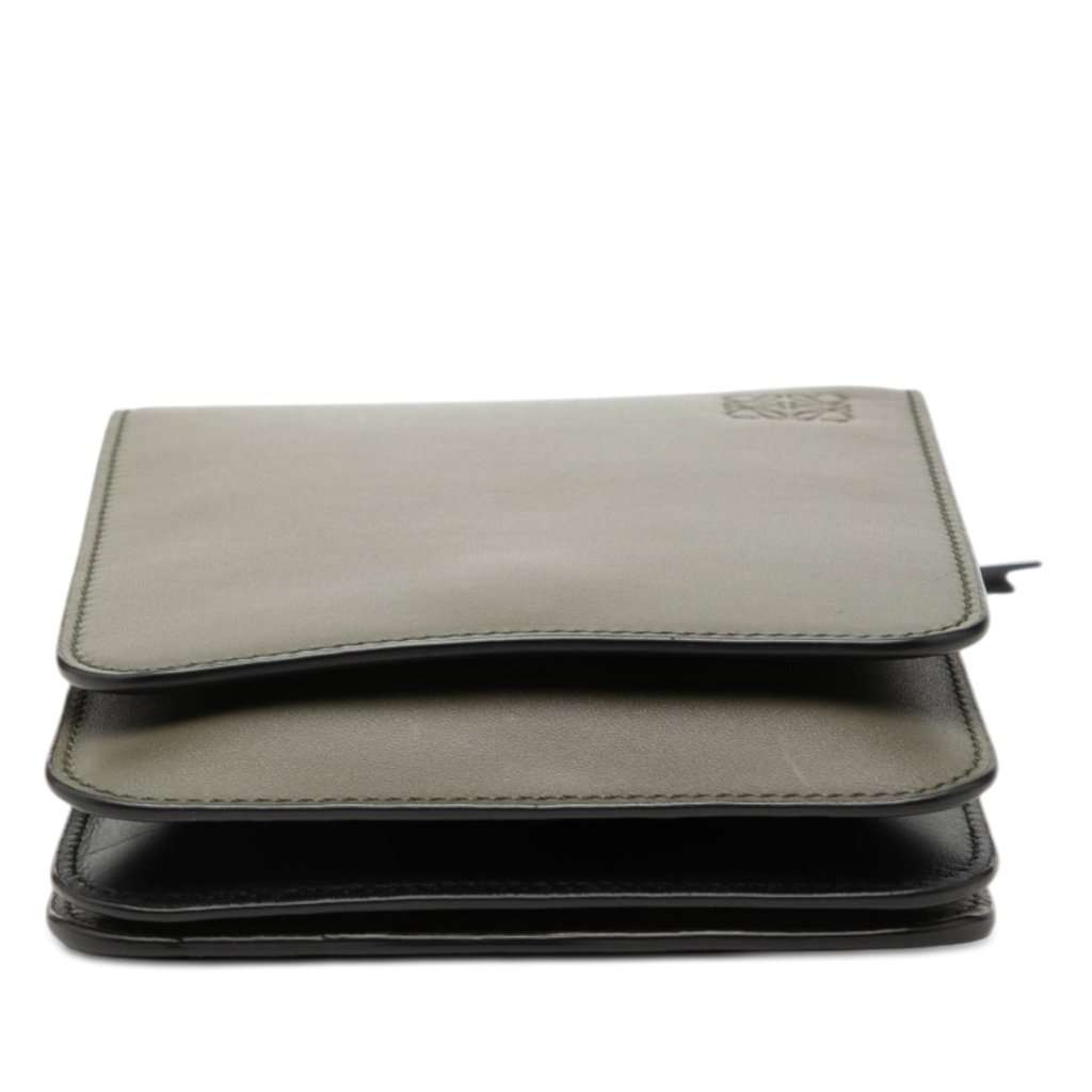 LOEWE Bicolor Leather Anagram Gusset Flat Crossbody Green Leather Very good - Inside View
