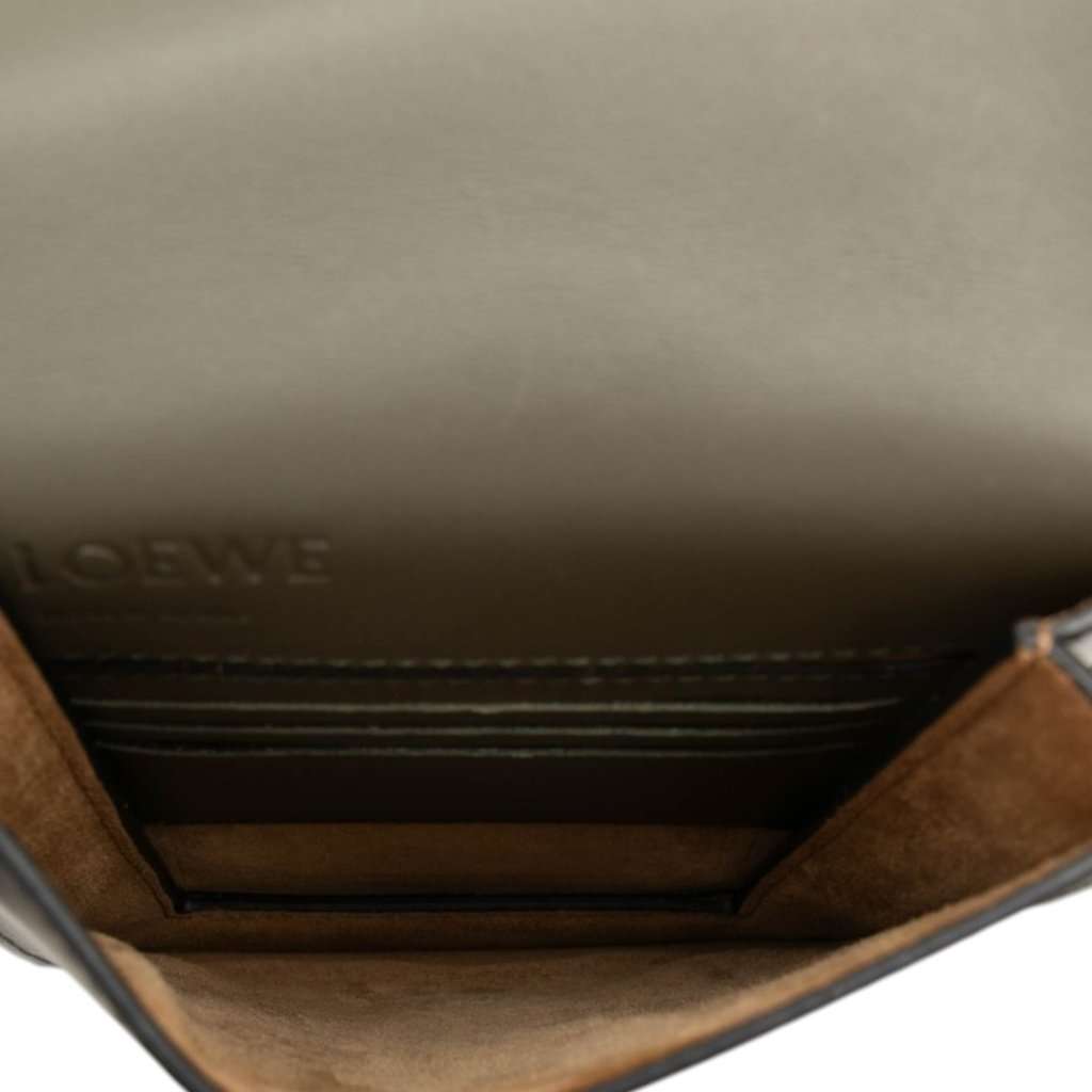 LOEWE Bicolor Leather Anagram Gusset Flat Crossbody Green Leather Very good - Model View