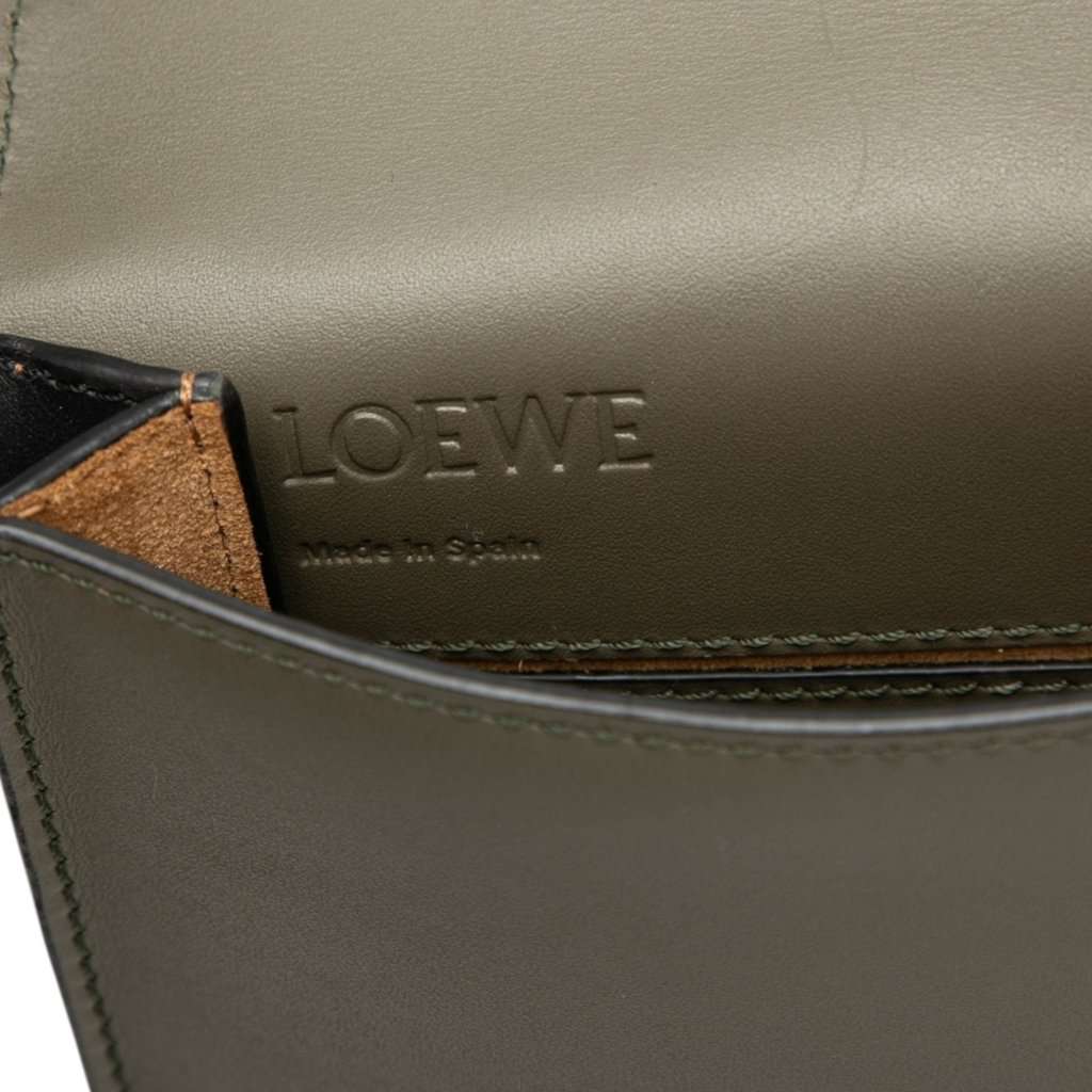 LOEWE Bicolor Leather Anagram Gusset Flat Crossbody Green Leather Very good - Box View