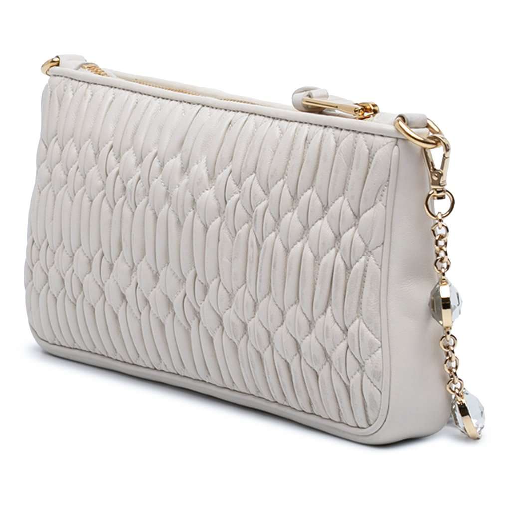 Miu Miu Matelasse Nappa Crystal Chain Satchel White Leather Very good - Back View