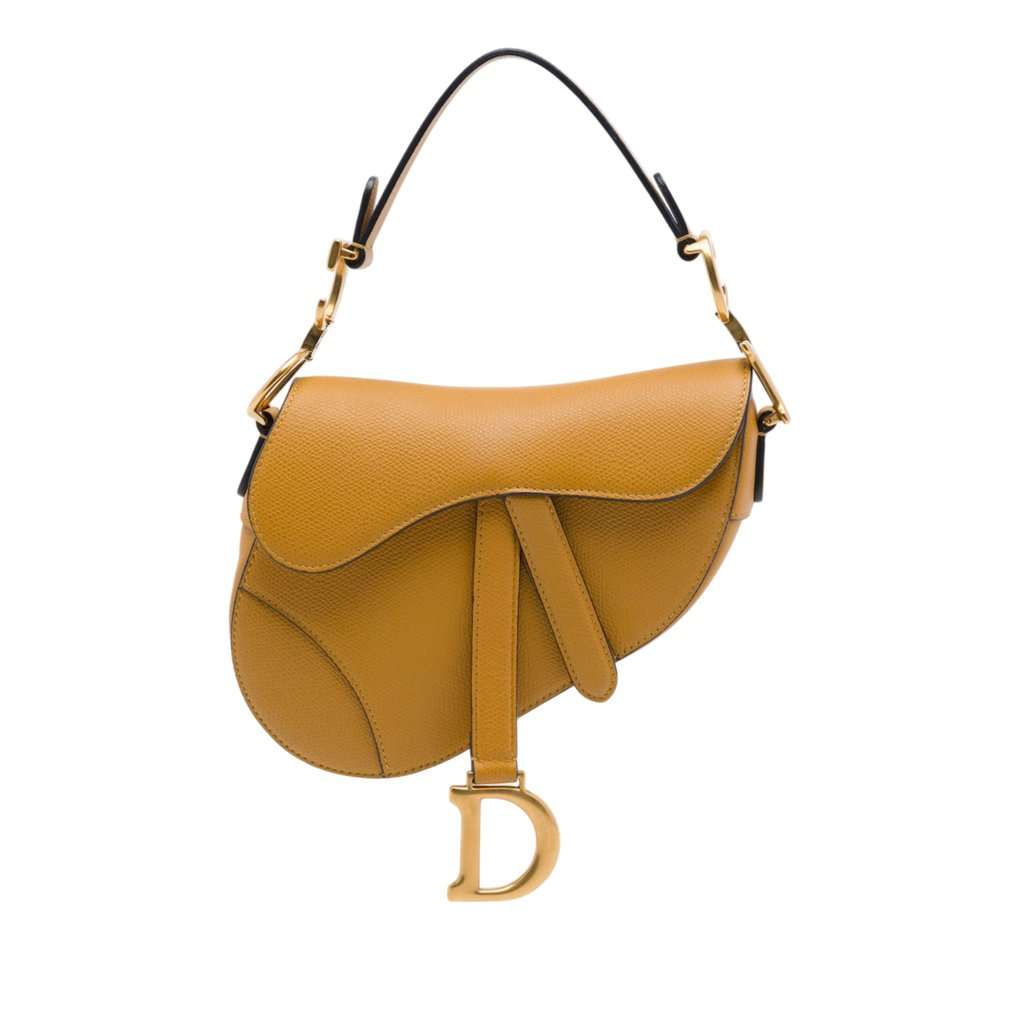 Dior Mini Grained Calfskin Saddle Bag Brown Leather Very good condition - Front View