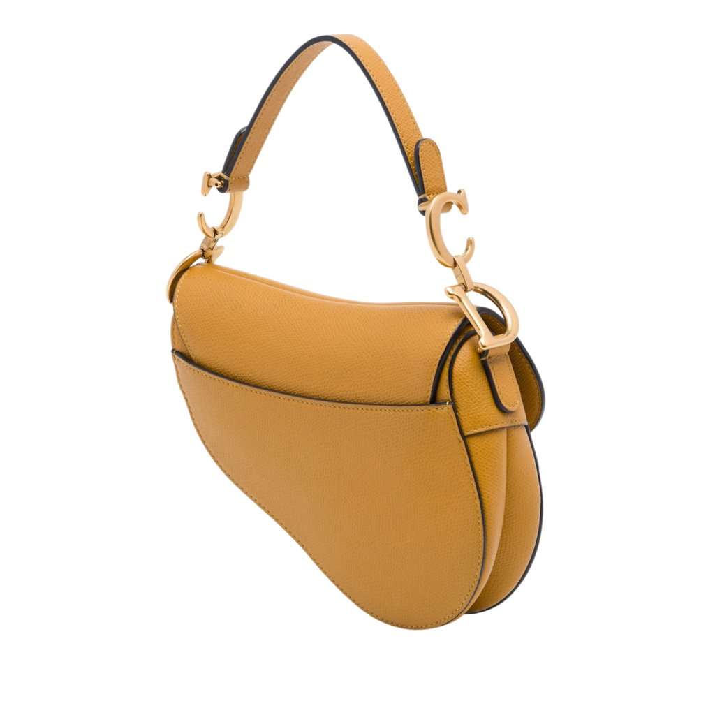 Dior Mini Grained Calfskin Saddle Bag Brown Leather Very good condition - Back View