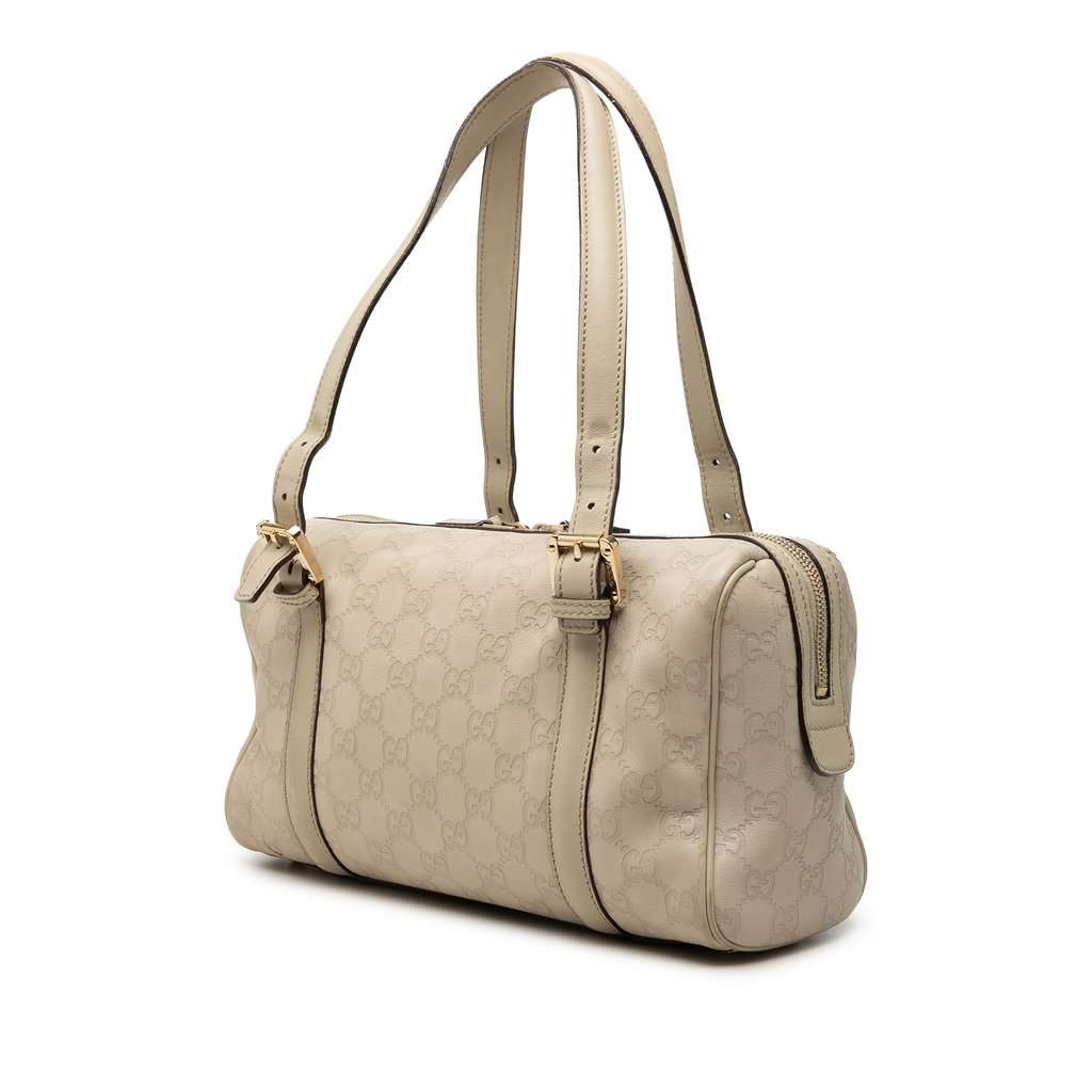 Gucci Guccissima Web Britt Boston Bag Brown Leather Very good - Back View